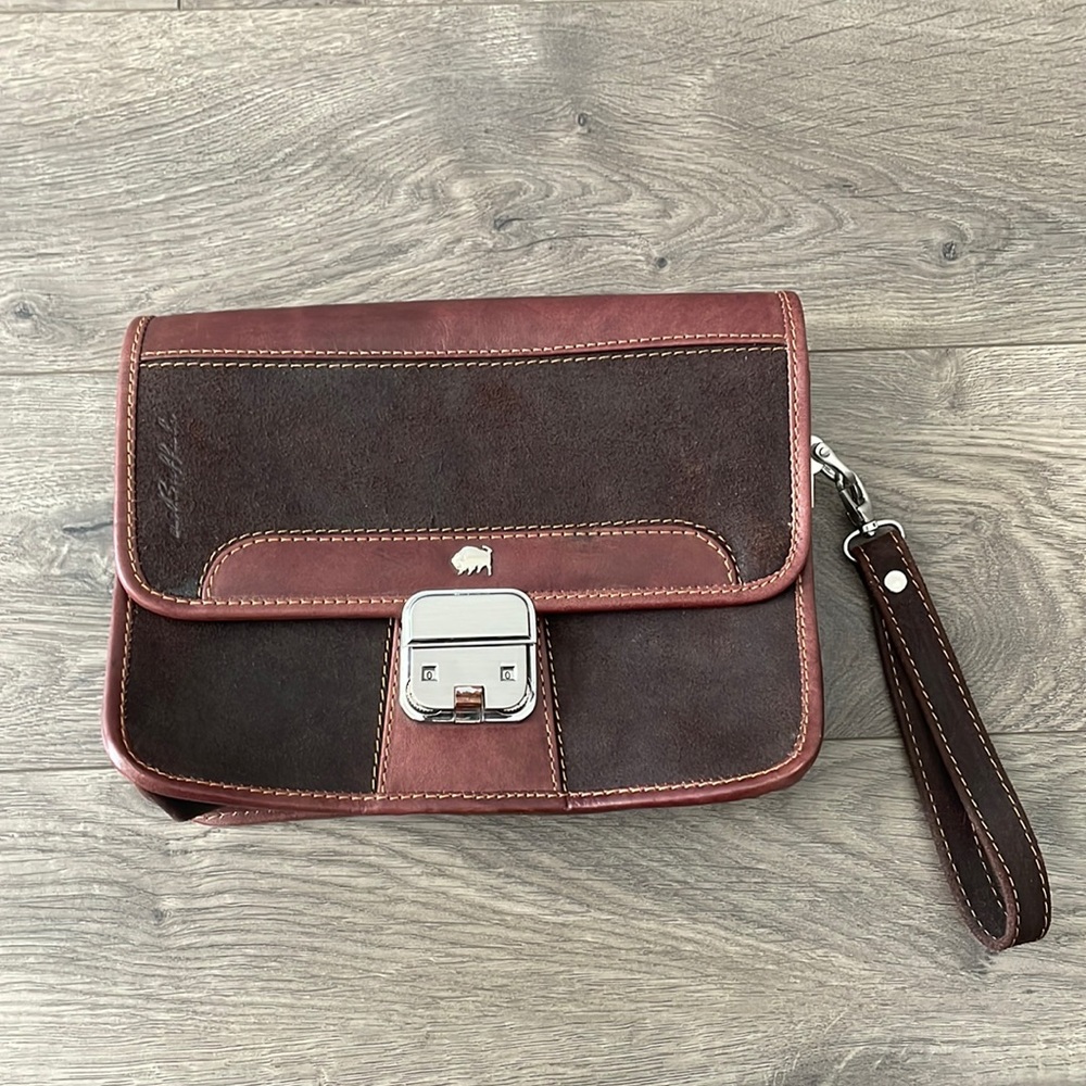 Black buffalo genuine leather unisex shoulder bag